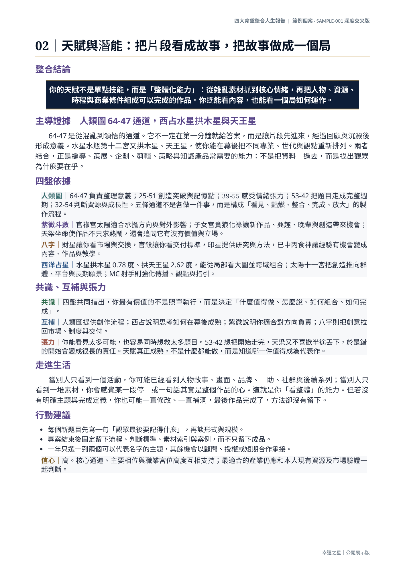 天賦與潛能報告頁