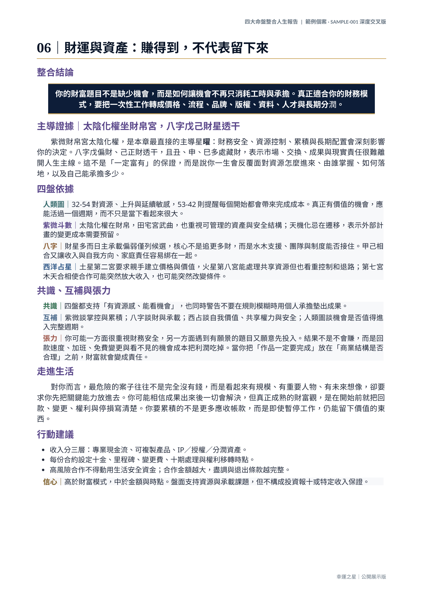 財運與資產報告頁